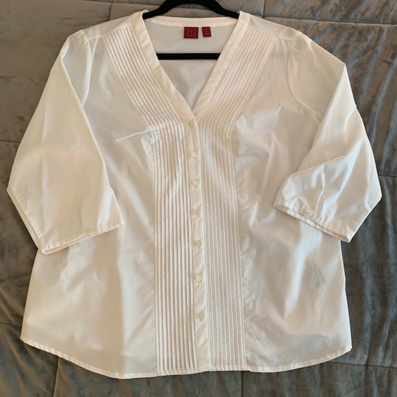 212 Collection Tops - Button-down V-neck stretch poplin shirt